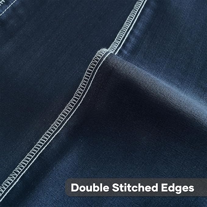 FUTEI Denim Blue Decorative Throw Pillow Covers 24x24 Inch Set of 2,Soft Cozy Wheat Ear Striped Patterns European Cushion Cases,Modern Home Decor for Couch Bed Living Room