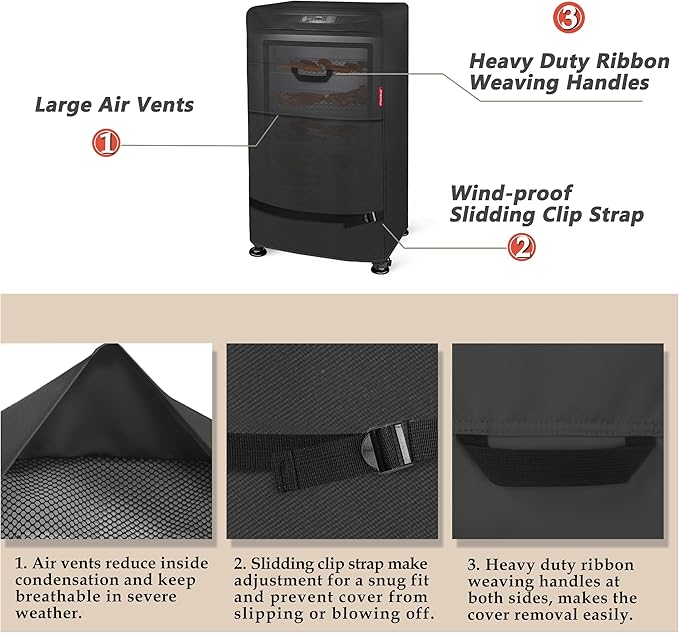 Porch Shield 40 Inch Electric Smoker Cover for Masterbuilt Smoker, Waterproof Heavy Duty Outdoor Smoker Grill Covers 24W x 18D x 40H inch, Black