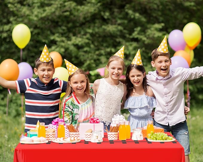 3 Pcs Train Party Decorations Railroad Track Tablecloths Train Birthday Party Supplies 54 x 108 Inch Plastic Table Covers for Railroad Track Western Theme Birthday (Red)