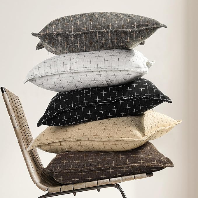 ZWJD Pillow Covers 26x26 Set of 2 Soft Polyester Textured Pillow Covers with Stylish Flange Edge Cozy Farmhouse Throw Pillows for Couch Bed Sofa Living Room