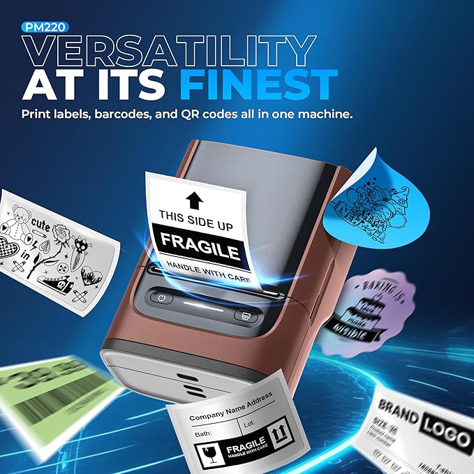 Nelko Label Maker Machine with Tape, PM220 Bluetooth Label Printer, 2 Inch Portable Thermal Printer for Small Business, Address, Logo, Clothing, Sticker Printer for Phones & PC, 1 Count, Maroon