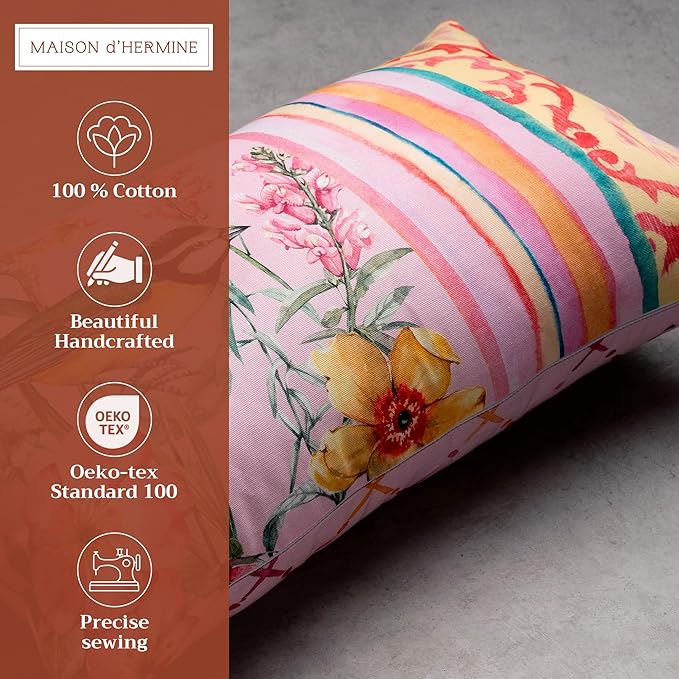 Maison d' Hermine Decorative Pillow Covers 12x20 Inch Rectangle 100% Cotton Throw Pillow Covers with Invisible Zipper for Living Room Couch, Chair, Sofas, Bedroom, Home (Hesperides - Glamour)