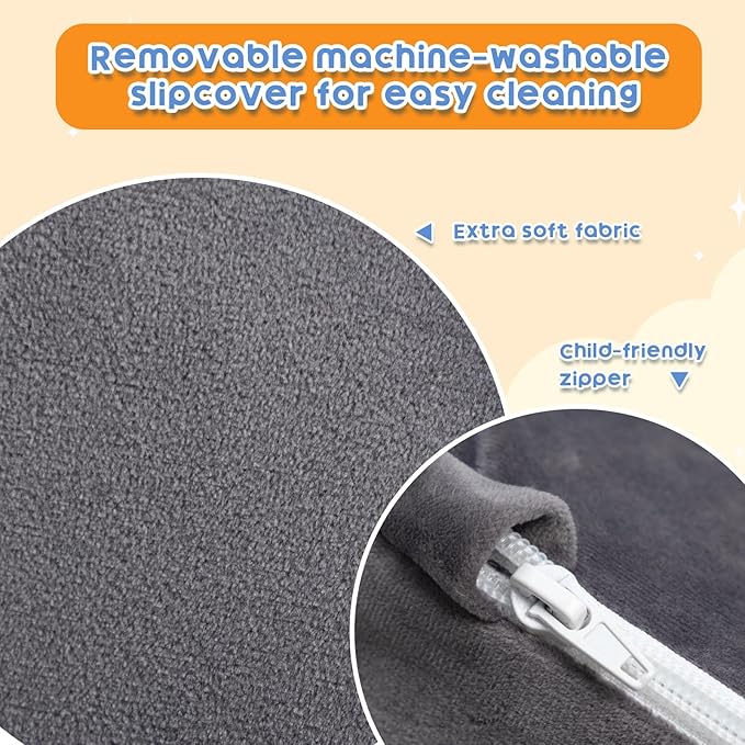 ALIMORDEN Adorable Toddler Chair, Snuggly Foam Seat for Little Ones with Removable Washable Cover - Soft Reading Couch for Boys and Girls, Grey