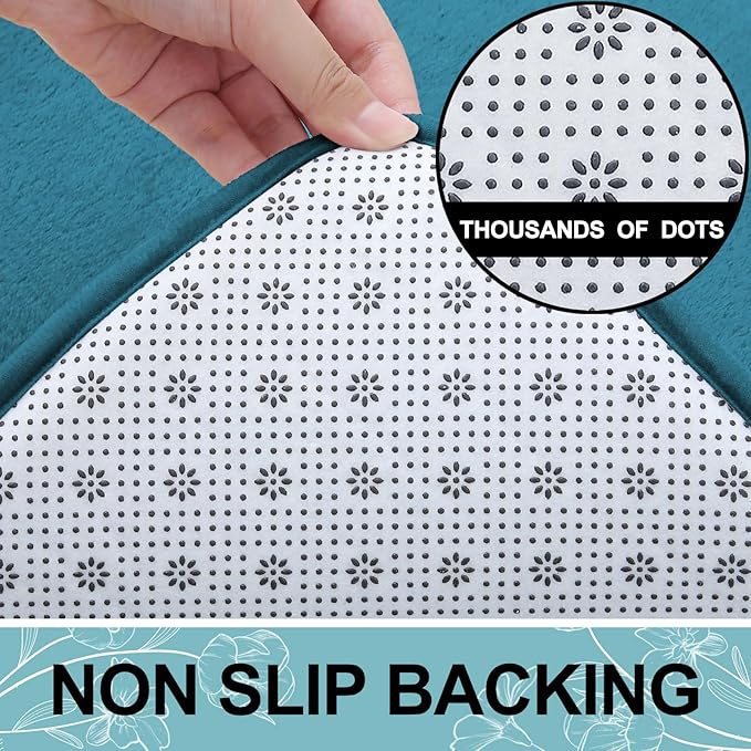 Smiry Memory Foam Bath Mat 47x32, Extra Soft and Absorbent Bathroom Mats, Non Slip Washable Carpet for Floor, Shower and Tub, Peacock Blue