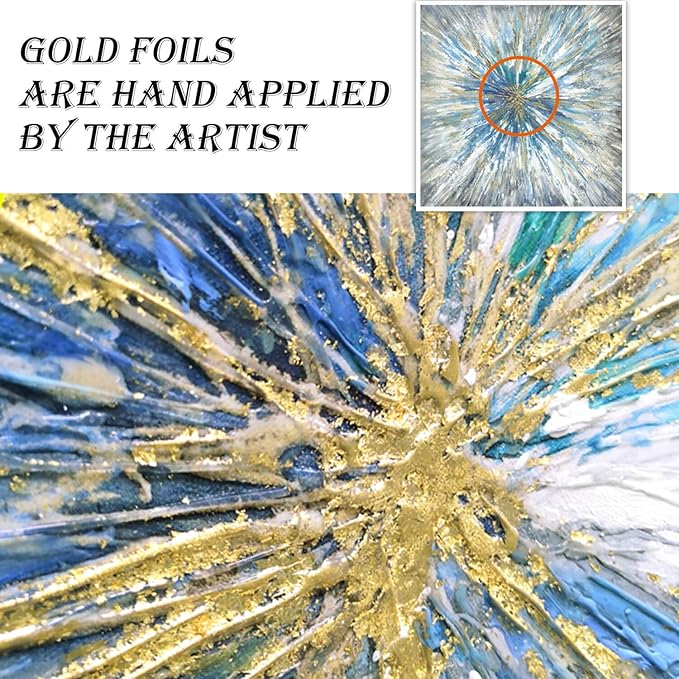 TAR TAR STUDIO Canvas Wall Art Abstract Paintings: Modern Artwork Hand Painted Painting for Office (24''W x 24''H, Multiple Sizes)