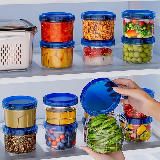 12 Pack-16 OZ Freezer Storage Containers, Small Plastic Containers with Twist Top Lids, BPA Free Food Storage Containers, Reusable Soup Container Microwave/Dishwasher Safe