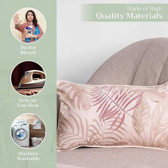 Maison d' Hermine Decorative Pillow Covers 12x20 Inch Rectangle 100% Cotton Throw Pillow Covers with Invisible Zipper Cushion Case for Living Room Couch, Chair, Sofas, Bedroom, Home (Creole - Beige)