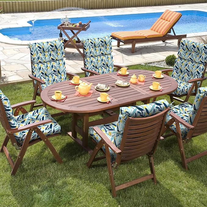 Set of 2 Outdoor High Back Chair Cushions 44"x 22",Water Repellent Rocking Seat Cushions Replacement, Seat/Back Chair Cushions for Patio,Porch,Balcony and Indoor - Leaves Multi