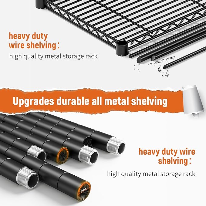 REIBII Storage Shelves 45.3''W Wire Shelving Unit 4 Tier Metal Shelves for Storage Rack Metal Shelving for Pantry Shelves Kitchen Steel Shelving, 45.3''W*63''H*17.7" D