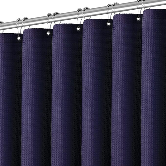 Extra Long Purple Bathroom Decor Waffle Shower Curtain 96 Inches 256GSM Heavy Duty Shower Curtain Set, Hotel Quality Water Repellent Modern Shower Curtains with 12 Hooks,72Wx96H