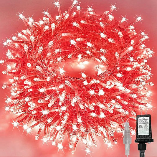 KAQ Connectable 240LED Red String Lights Outdoor/Indoor, Extendable Plug in Twinkle Fairy Lights Waterproof with 8 Modes&Timer Function for Garden Bedroom Patio Tree Christmas Decorations