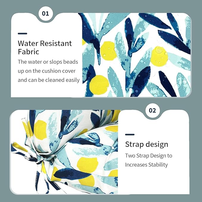 Set of 2 Outdoor High Back Chair Cushions 44"x 22",Water Repellent Rocking Seat Cushions Replacement, Seat/Back Chair Cushions for Patio,Porch,Balcony and Indoor - Leaves Multi