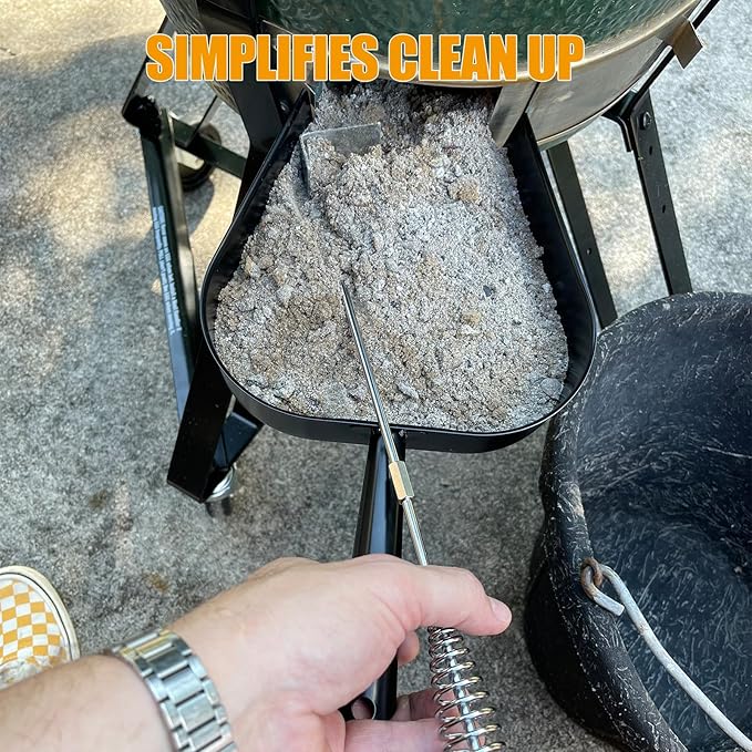 Ash Removal Pan and Ash Tool Poker for Big Green Egg, Kamado Joe, Pit Boss, Louisiana, Grill Dome, Vision Grills, Char-Griller Kamado/Ceramic Grill, w/Universal Cast Iron Cooking Grate Lifter