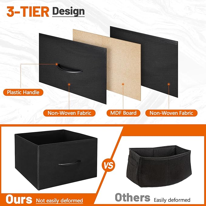 TV Stand for Bedroom, Television Stand for TV up to 55 Inch Entertainment Center Dresser with 4 Drawers Open Storage Shelves for Living Room, Entryway (Black and Rustic Brown)