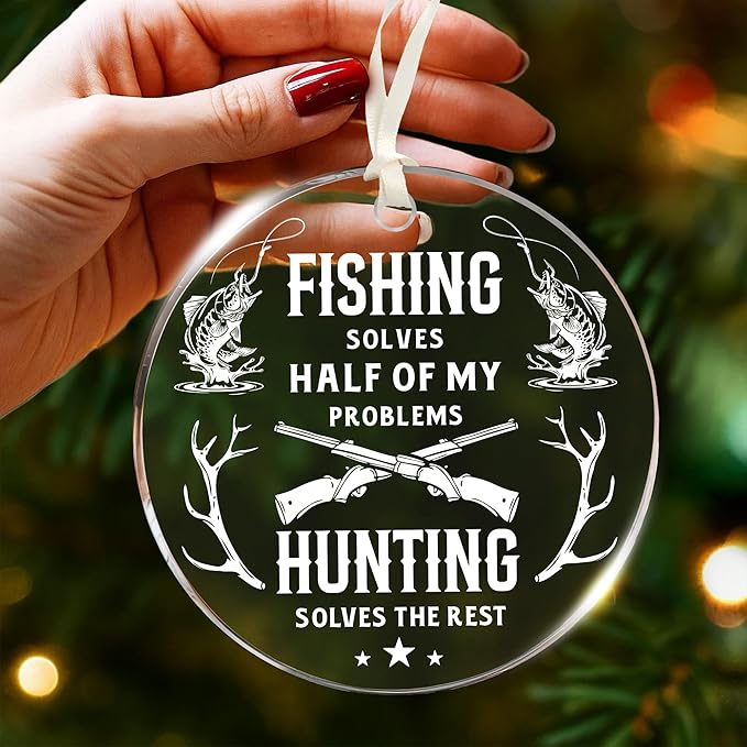 Fishing Ornament for Christmas Tree - Unique Hunting and Fishing Gifts for Men, Perfect Ornaments Gifts for Fisherman, Ideal Gift for Fisherman and Hunting Enthusiast