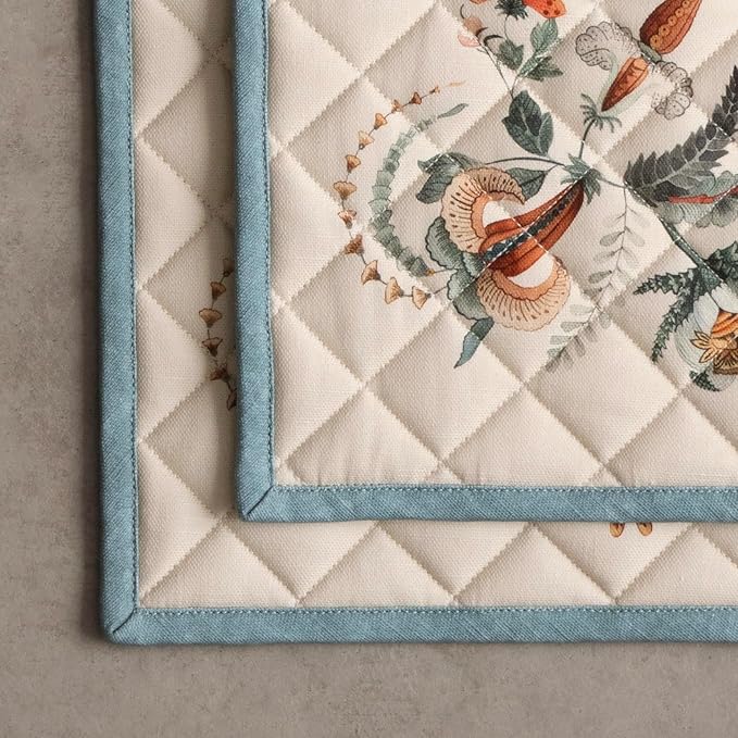 Maison d' Hermine Pot Holders Set 100% Cotton Heat Resistant Potholders 8" x 8" Hot Pads with Loop for Thanksgiving Christmas Decorations BBQ Cooking Baking Handling Hot Pans (Pack of 2, Dalida)