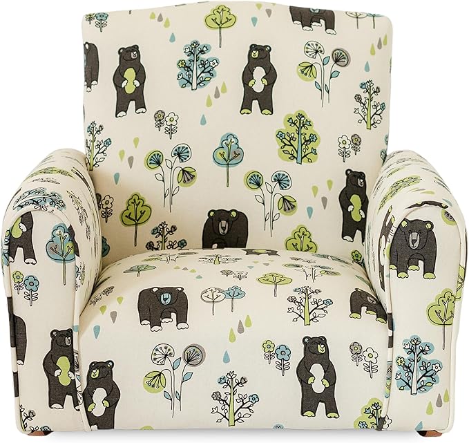 Kid Rocking Chair for Toddlers, Child Chair for Little Kids, Upholstered Toddler Armchair for Children, Comfy and Cute Little Kid Chairs (Rockers, Bears & Trees Print)