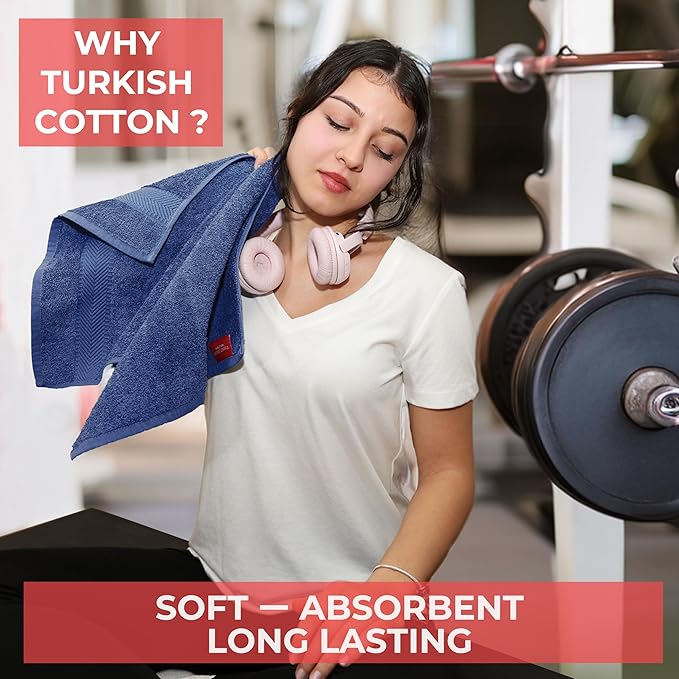 TEXTILOM 100% Turkish Cotton 4 Pcs Hand Towel Set, Luxury Hand Towels for Bathroom, Soft & Absorbent Bathroom Hand Towels Set (16 x 28 inches)- Navy