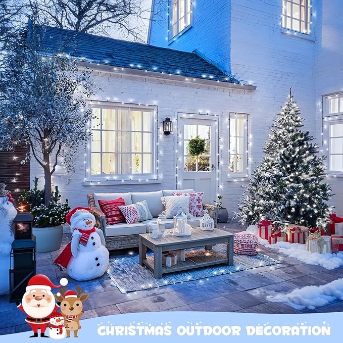 JMEXSUSS 2 Pack Solar String Lights Outdoor Waterproof, Total 400 LED 151FT Solar Christmas Lights Outdoor, 8 Modes White Solar Light for Outside Yard Patio Tree Garden Christmas Decorations