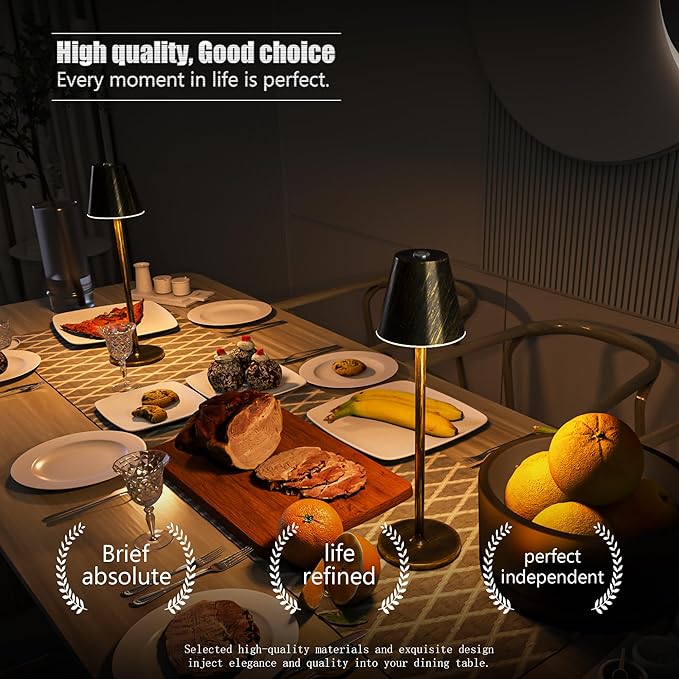 LED CordlessTable Lamp,4000mAh Rechargeable Battery Desk lamp,3 Level Brightness Night Light, Minimalist Design, for Couple Dinner/Coffee Table/Restaurant/Bedroom(Vintage Copper)