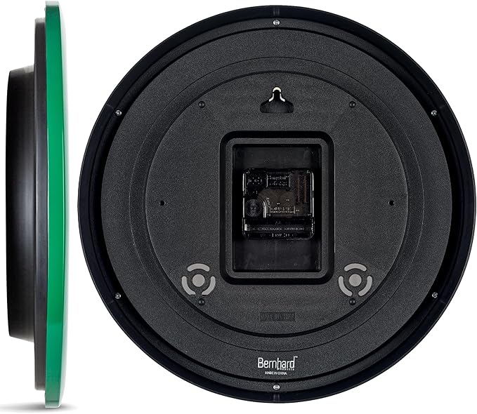 Bernhard Products Hunter Green Wall Clock Silent Non Ticking - 12 Inch Quality Quartz Battery Operated Round Easy to Read Home/Kitchen/Office/Classroom/School Clock