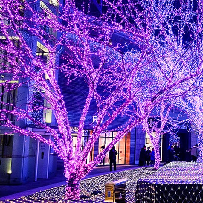 JMEXSUSS 163 FT 500 LED Purple Christmas Lights, 8 Modes String Light Indoor Outdoor Waterproof, Remote Control Purple Lights Plug-in for Roof Bedroom Party Christmas Tree Decorations