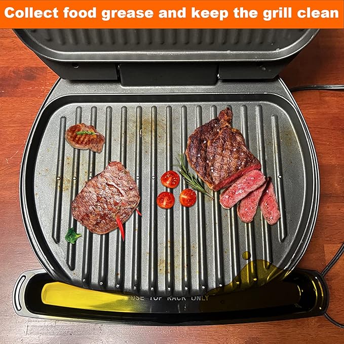 Grill Oil Grease Catcher Drip Tray Pan and Grill Spatula for George Foreman Grill,Grease Catcher and Grill Scraper Replacement Parts for George Foreman Grill Cleaner Tool