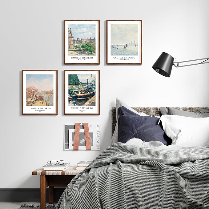 EVOLE HOME Camilie Pissarro Art Prints, Set of 4 Wall Art, Unframed 11x14 Art Prints, Giclée Prints, Impressionism Art Poster for Home Decor, Office Wall Decor, Gift for Men, Women
