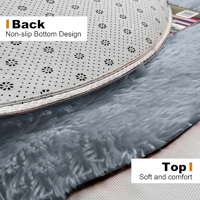 TTLOJ Rectangle Rug for Play Tent, Decorative Area Rug, Fluffy Soft Mat Pad for Kids' Playhouse, Nursery, Children's Room Decor, Dormitory Velvet 50.5" Lx38.5" W Gray