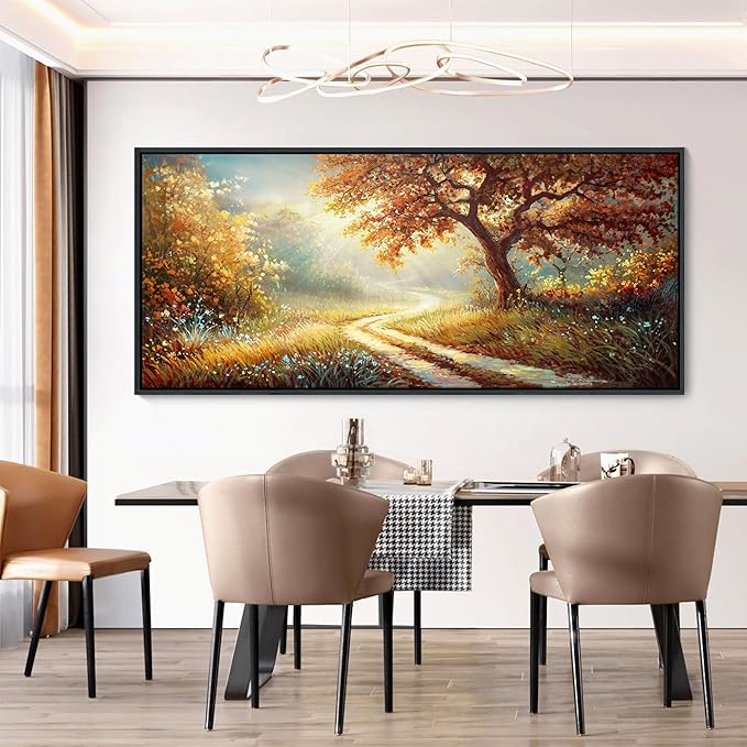 YDYSUNE Landscape Canvas Poster Wall Art Vintage Countryside Field Path Scenery Picture Print Wall Decor Retro Painting Artwork for Modern Home Bedroom Office 70x31inch