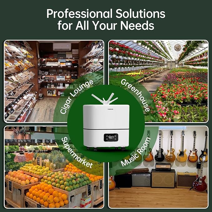Humidifier Large Room, 30L/7.93Gal Large Commercial Humidifier 5000 sq.ft, Top-Fill Whole House Humidifiers with Extension Tube, 3 Mist Mode, Timer – Ideal for Plants, Office, Warehouse & Greenhouse