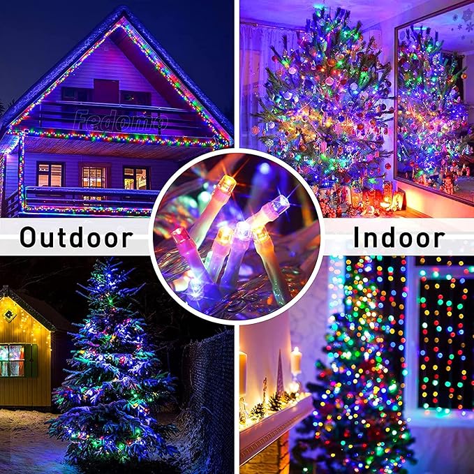 JMEXSUSS 163ft 500 LED Christmas Lights Outdoor, Waterproof Clear Wire String Light, 8 Modes Christmas Tree Lights Plug in for Patio Wedding Party Yard Xmas Tree Decor(Multicolor)