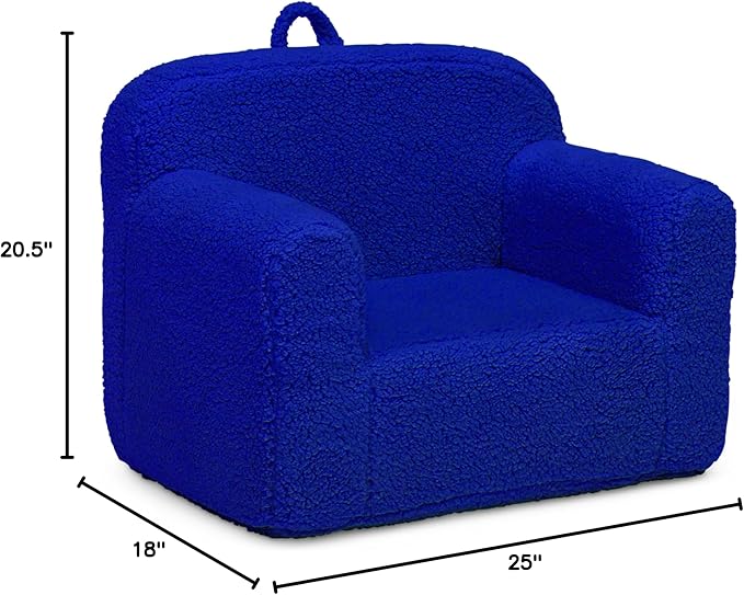 Delta Children Sherpa Cozee Chair - Foam Kids Chair for Ages 18 Months and Up, Royal Blue