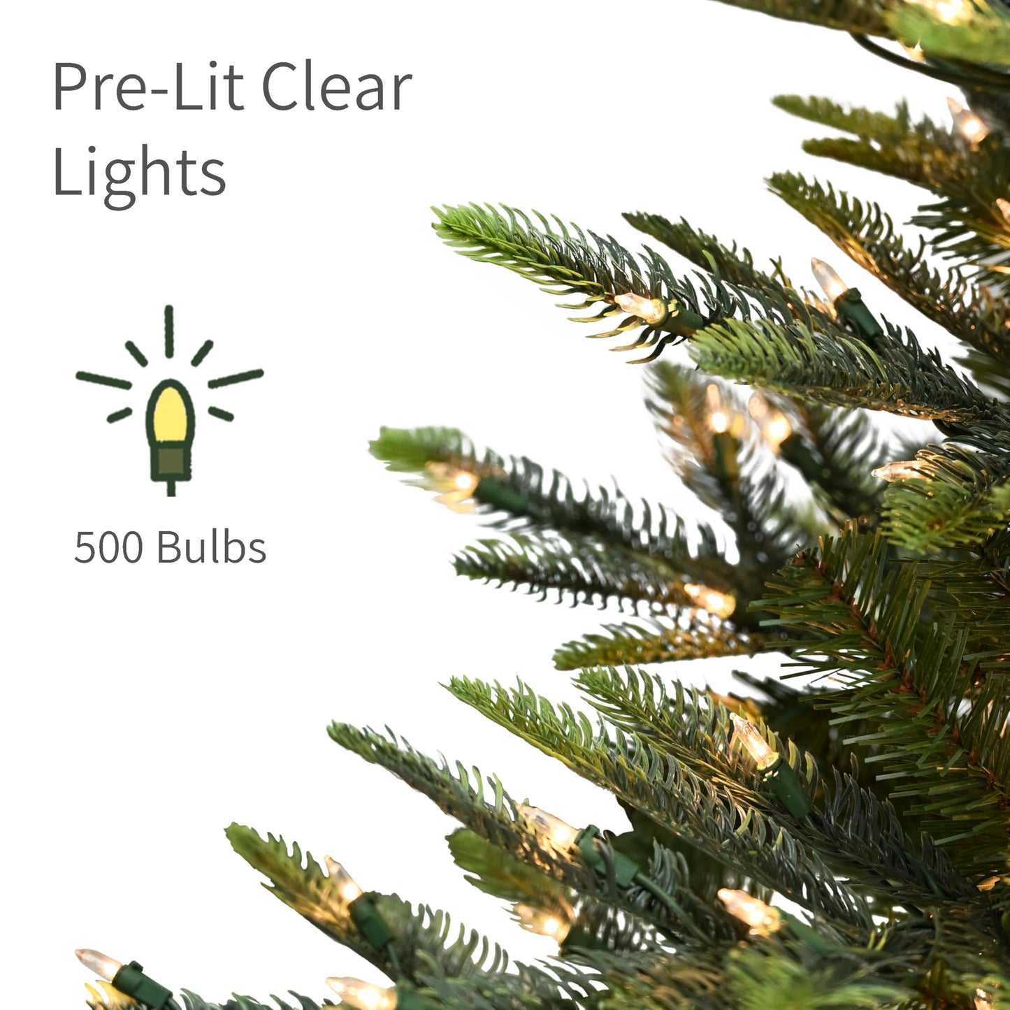Puleo International 6.5 Foot Pre-Lit Aspen Fir Artificial Christmas Tree with 500 UL Listed Clear Lights, Green