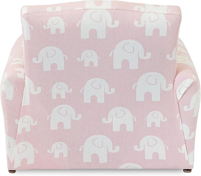 Toddler Personalized Armchair, Kids Upholstered Rocking Chair with Personalization, Toddler Chair with Personalized Name, Comfy Child Armchair, (Pink Elephants Print, Rockers)