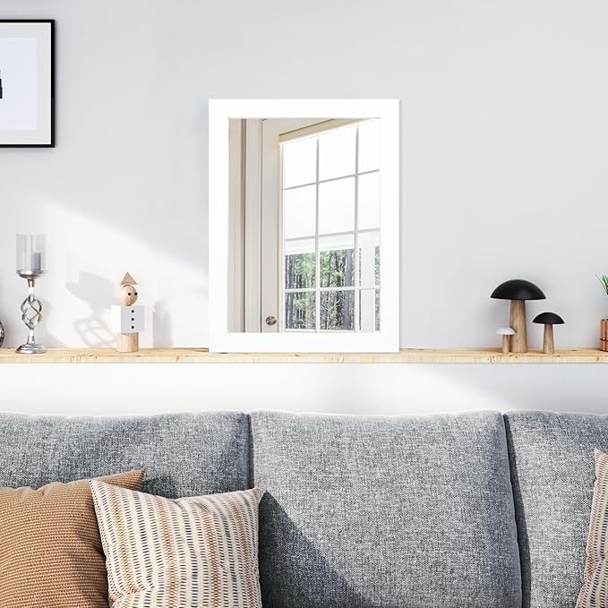 BOMINICA Rectangular Wall Mirror Framed Decorative Mirror 12” x 16” for Bathroom, Living Room, Vanity, White