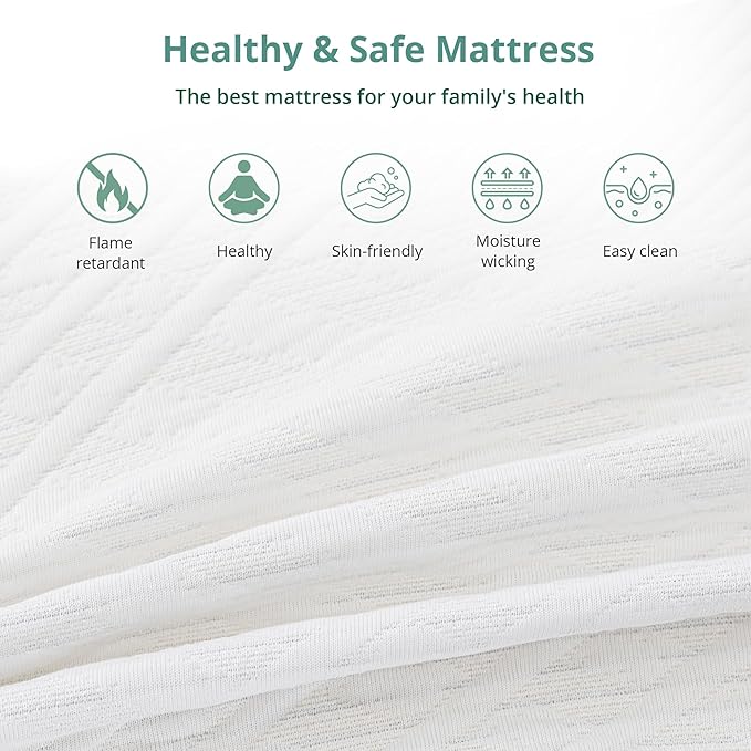 EGO White 10 Inch Short Queen Memory Foam RV Mattress, Cooling Gel Green Tea Mattress for RVs, Campers & Trailers, Bed in a Box, CertiPUR-US Certified, 60"x75", Medium Firm