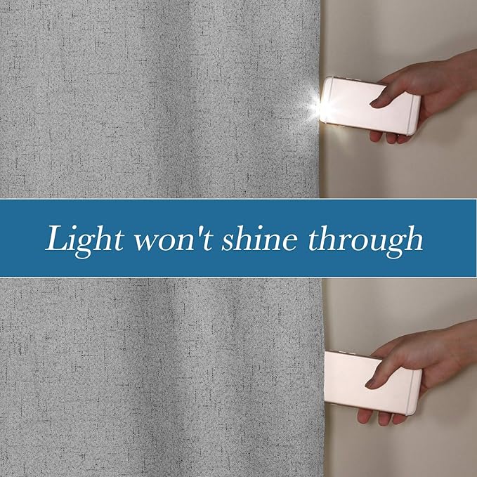 H.VERSAILTEX Linen Blackout Curtains Durable Thick Textured Linen Look 100% Blackout Patio Door Curtain Anti Rust Grommet Extra Wide Sliding Door Curtain Panel, W100 x L96 inch - Dove Gray