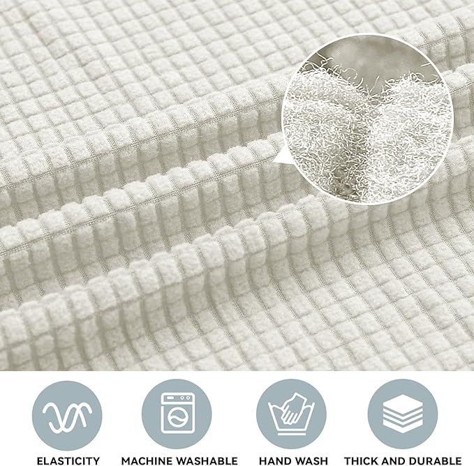 LURKA Stretch Oversized Sofa Slipcovers 1 Piece Couch Covers for 3 Cushion Couch Sofa Furniture Protector Full Sofa Covers with Elastic Bottom for Kids and Pet (X-Large, Ivory)