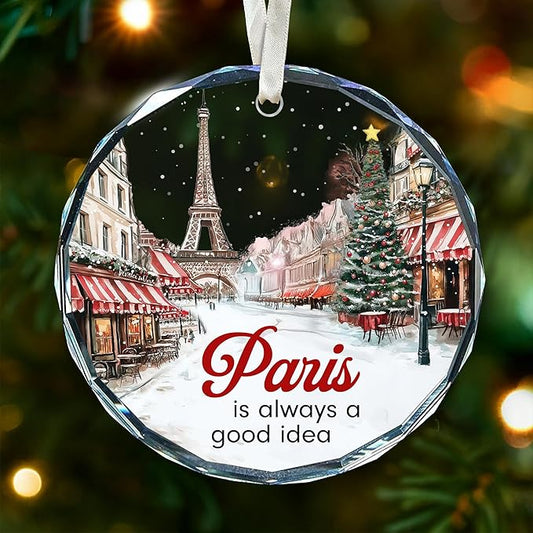 Paris Ornament - Exquisite Paris Christmas Ornament for Paris-Lovers, 2025 Edition Christmas Ornaments, Ideal Paris-City Themed Gifts, Memorable Gifts for The Holiday Season.