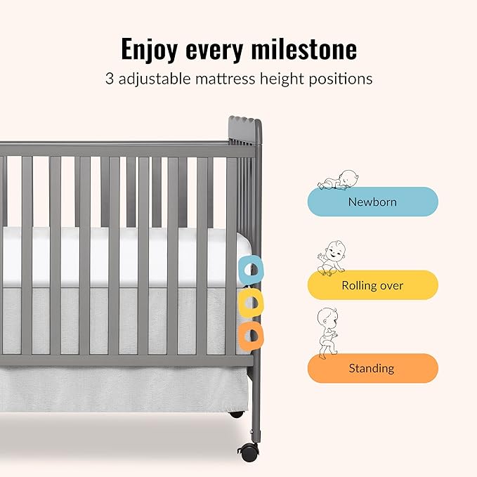 Dream On Me Carson Classic 3-in-1 Convertible Crib in Steel Grey