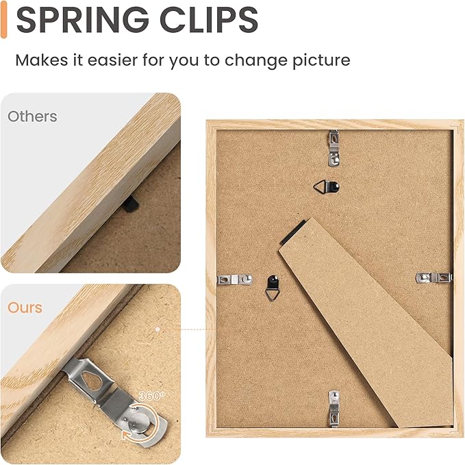 upsimples 10 Pack Picture Frames Collage Wall Decor for Mounting or Tabletop Display, Photo Gallery Frame Set for Family, Multi Sizes Including 8x10, 5x7, 4x6, Natural