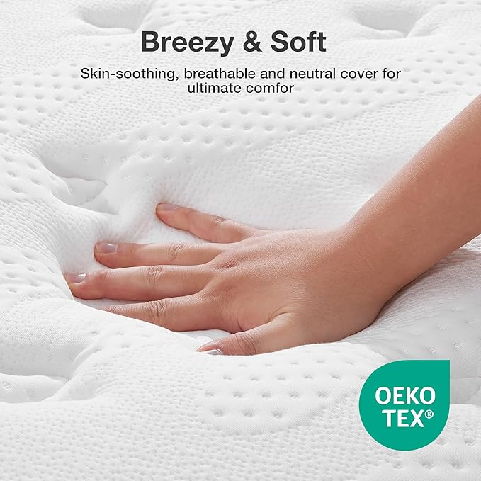 Novilla King Size Mattress 14 Inch, Hybrid Mattress King for Motion Isolation, Gel Memory Foam with Pressure Relief for Cool Night Sleep, Medium Firm Mattresses with Pillow Top, Certipur-Us Certified