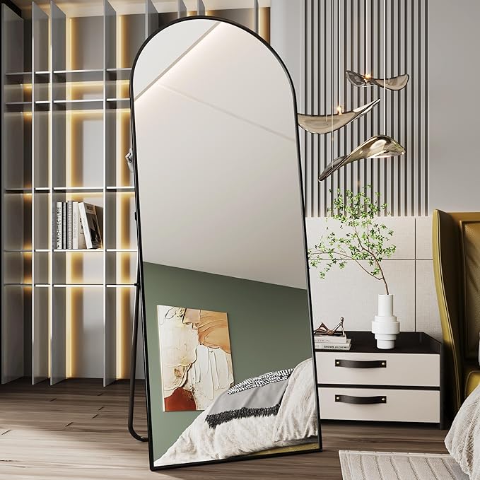 28"x71" Black Full Length Mirror,Nano Glass espejos Grandes para sala Elegantes, Floor Mirrors for Bedroom Full Length,Arched Floor Mirror