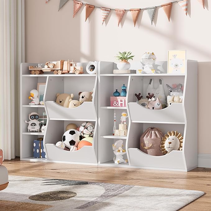 GarveeHome Kids Toy Storage Organizer, Children Bookcase with Storage Cubbies, Toddler Toy Shelf for Playroom, Living Room, Nursery