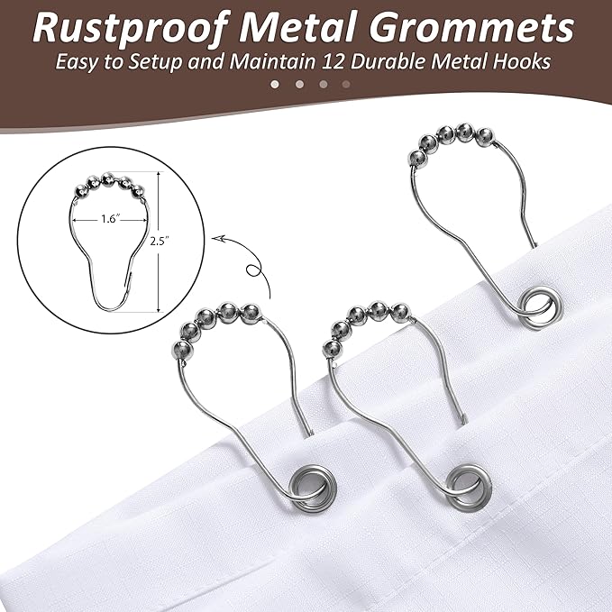 Caramel Brown Shower Curtains for Bathroom, Ombre Cloth Fabric Shower Curtain Set with 12 Hooks Caramel Brown Decor 72 x 72