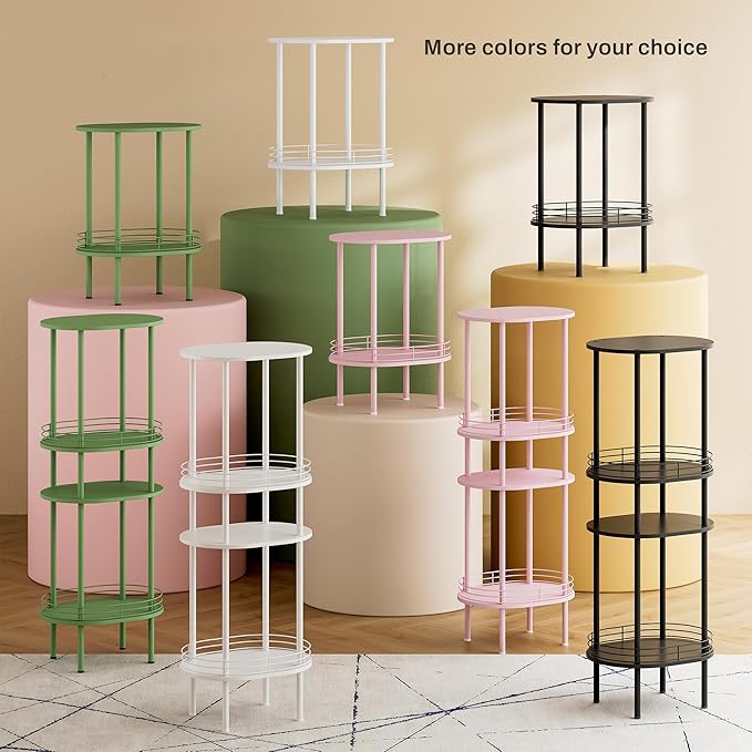 Round Side Table Set of 2,Bedside Table with Storage, Morden Round Nightstand, Samll Side Table for Living Room，Bathroom，Bedroom, Nursery, Laundry, White