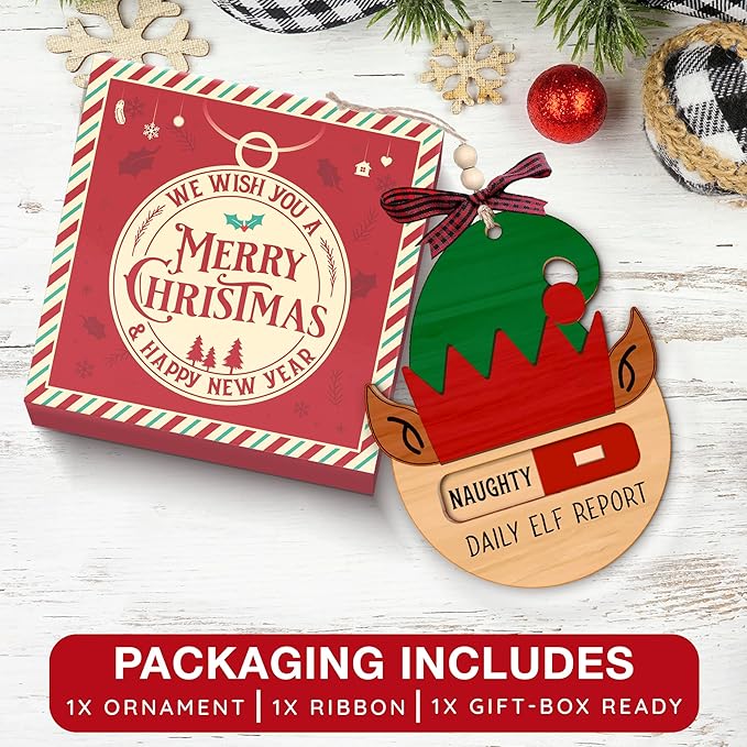 Daily Elf Ornaments for Christmas Tree - Unique Elf Arrival Ornaments for Decoration - Daily elf Report Ornament Ideal for Welcome Back Gift - Beautiful Christmas Decor Ornament for Holiday Season