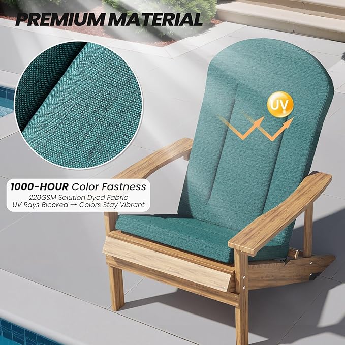 Crestlive Products Adirondack Chair Cushion Outdoor Rocking Chair Cushion Water Resistant 50x20 Inch High Back Patio Replacement Cushion, Malachite