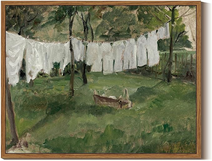 InSimSea Framed Wall Art for Living Room for Living RoomVintage Laundry Room Art Print Antique Oil Painting Country Landscape Vintage Wall Art Canvas for Bedroom OfficeGallery 11x14in
